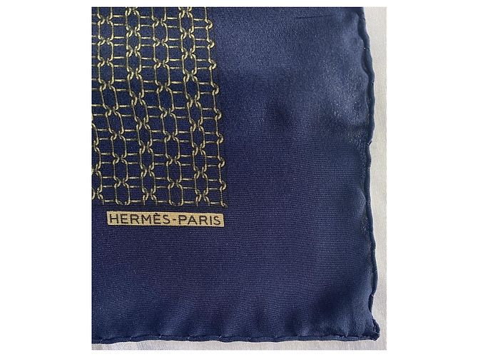 Hermès Herren Schals Golden Marineblau - Ansicht 4