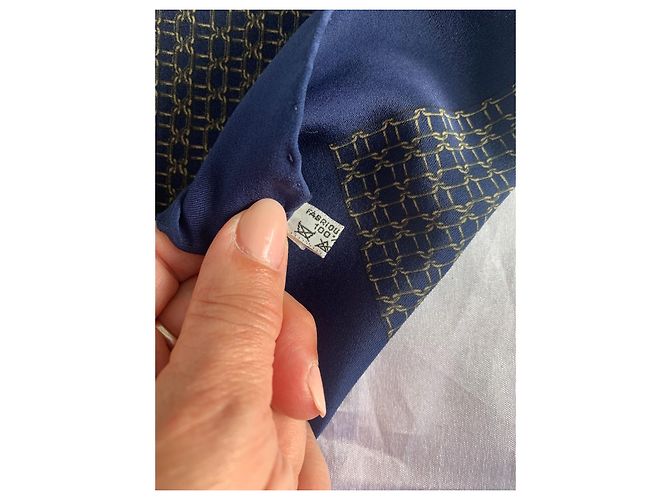 Hermès Herren Schals Golden Marineblau - Ansicht 6
