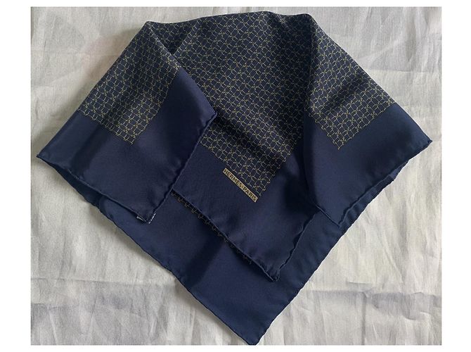 Hermès Herren Schals Golden Marineblau - Ansicht 8