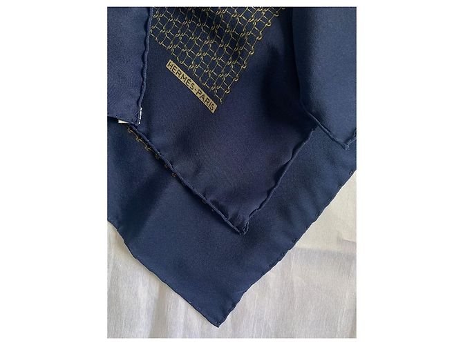 Hermès Herren Schals Golden Marineblau - Ansicht 9