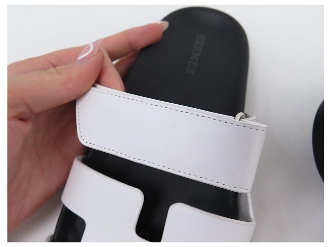 Chypre Hermès NEUE HERMES MULES SCHUHE ZYPERN FR222299Z 37 WEISSES LEDER + SCHUH-BEUTEL - Ansicht 10