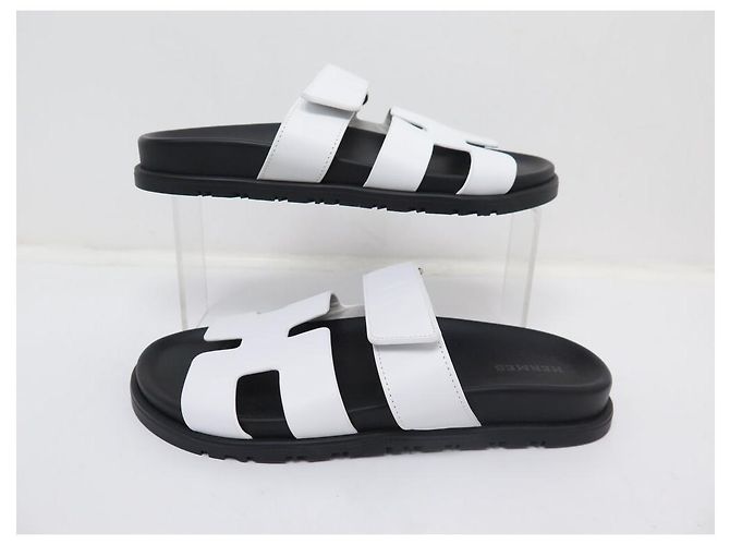 Chypre Hermès NEUE HERMES MULES SCHUHE ZYPERN FR222299Z 37 WEISSES LEDER + SCHUH-BEUTEL - Ansicht 3