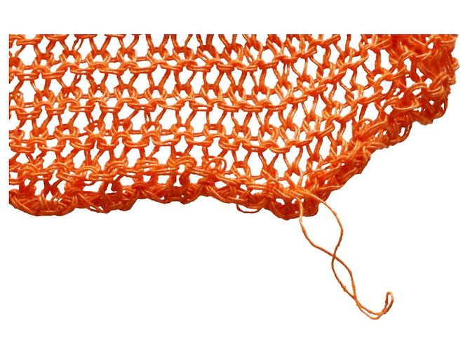 Vicolo Glitzerndes Orangefarbenes Stricktop mit Lochmuster - Ansicht 5