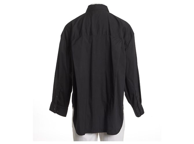 Camicia Balenciaga con Ricamo Logo Nera in Cotone Oversize Nero - vista 2