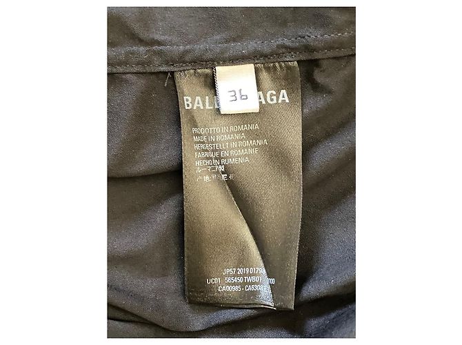 Camicia Balenciaga con Ricamo Logo Nera in Cotone Oversize Nero - vista 4
