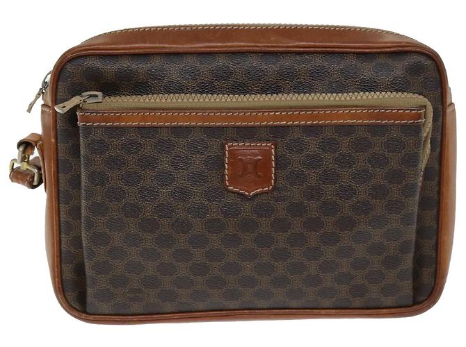 Céline CELINE Pochette in tela macadam PVC Marrone Auth bs14536 - vista 13