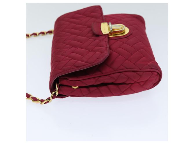 PRADA Borsa A Tracolla Con Catena Nylon Rosa Auth 75800 - vista 4