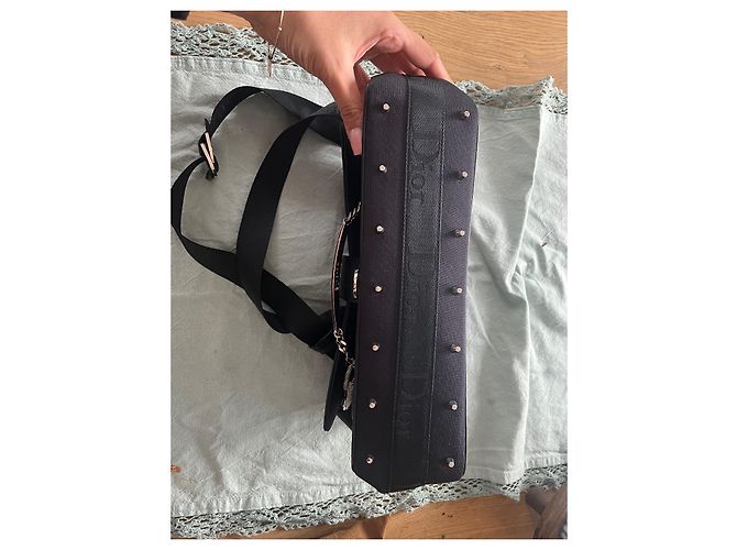 CHRISTIAN DIOR PORTAFOGLIO A TRACOLLA HARDCORE STRASS MUSQUETON Blu Navy - vista 17