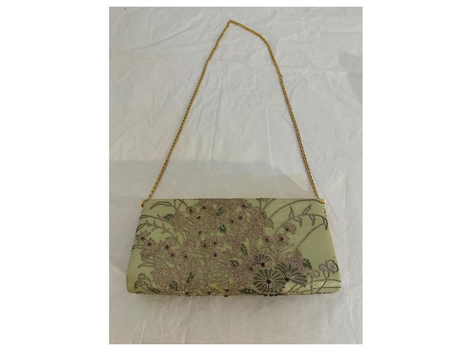 Autre Marque Borsa Leu Locati verde in pizzo e raso con strass - vista 2
