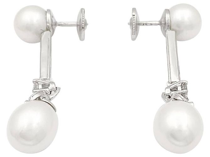 inconnue Orecchini di perle, Diamants, Platino, ORO BIANCO. - vista 2