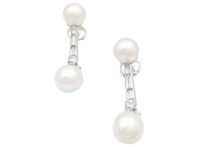 inconnue Orecchini di perle, Diamants, Platino, ORO BIANCO. - vista 3