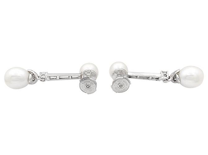 inconnue Orecchini di perle, Diamants, Platino, ORO BIANCO. - vista 4