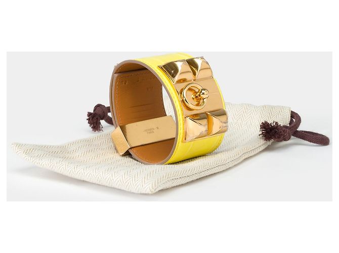 Hermès Coleira de cachorro crocodilo amarelo joias HERMES - 101923 - vista 2