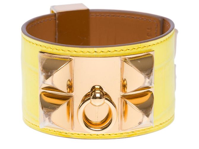 Hermès Coleira de cachorro crocodilo amarelo joias HERMES - 101923 - vista 3