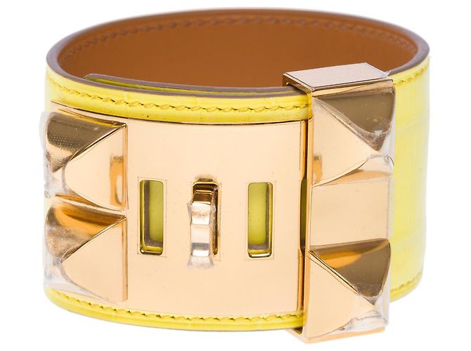 Hermès Coleira de cachorro crocodilo amarelo joias HERMES - 101923 - vista 4