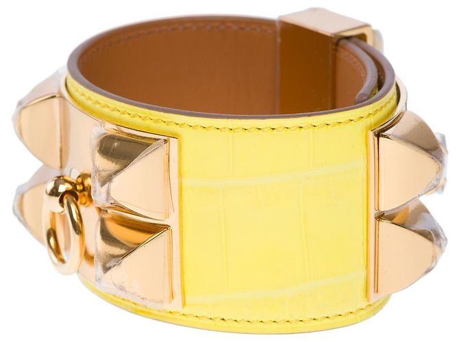 Hermès Coleira de cachorro crocodilo amarelo joias HERMES - 101923 - vista 5
