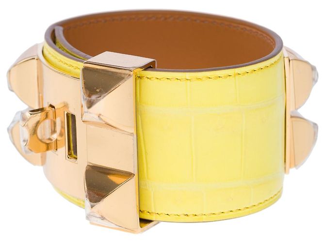 Hermès Coleira de cachorro crocodilo amarelo joias HERMES - 101923 - vista 6