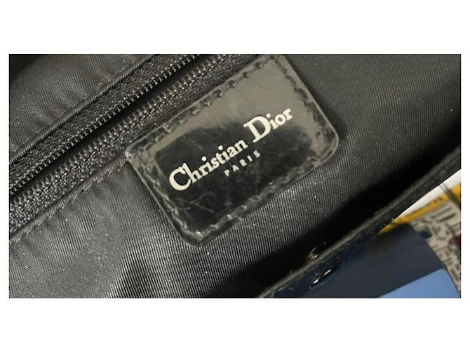 Christian Dior Borsa a mano Double Saddle Nera in Tela e Pelle Verniciata - vista 12