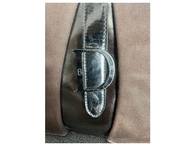 Christian Dior Borsa a mano Double Saddle Nera in Tela e Pelle Verniciata - vista 4