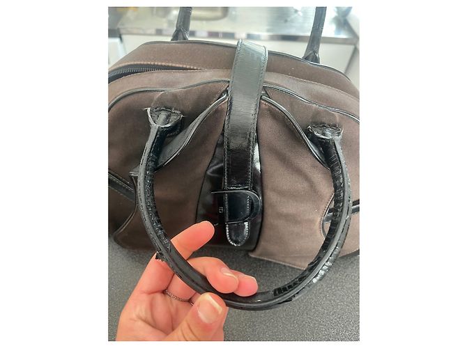 Christian Dior Borsa a mano Double Saddle Nera in Tela e Pelle Verniciata - vista 5