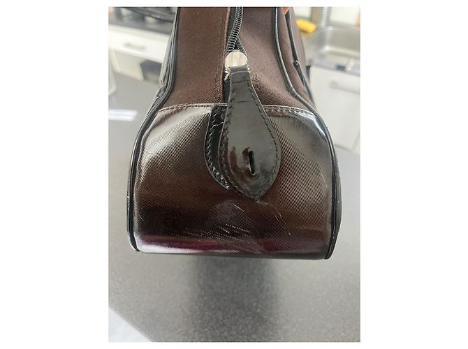 Christian Dior Borsa a mano Double Saddle Nera in Tela e Pelle Verniciata - vista 8