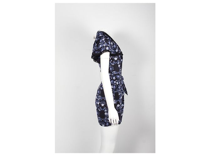 Sandro Barboteuse florale bleue avec bordure en dentelle - vue 2
