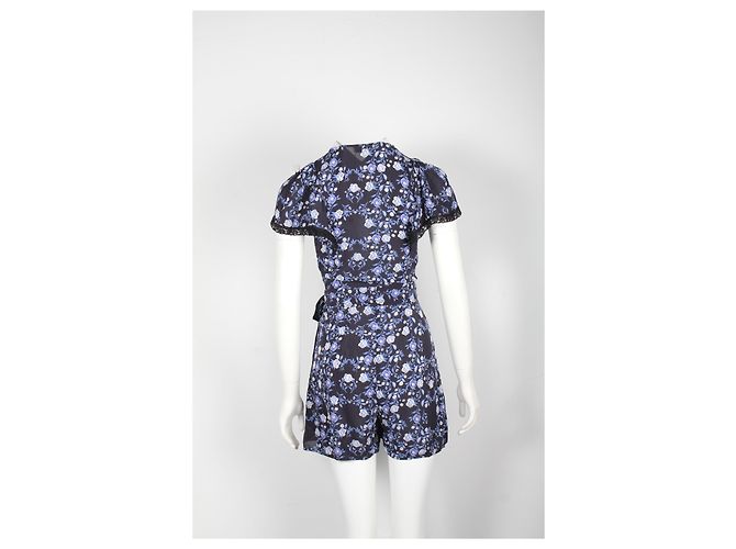 Sandro Barboteuse florale bleue avec bordure en dentelle - vue 3