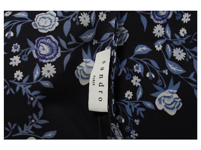 Sandro Barboteuse florale bleue avec bordure en dentelle - vue 4