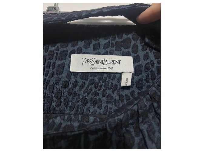 Falda Yves Saint Laurent de algodón azul marino - vista 2