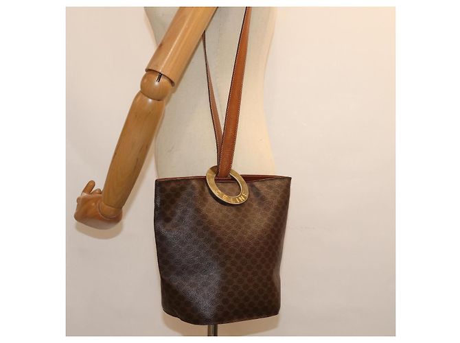 Céline CELINE Borsa a tracolla in tela macadam PVC marrone Auth 74685 - vista 23