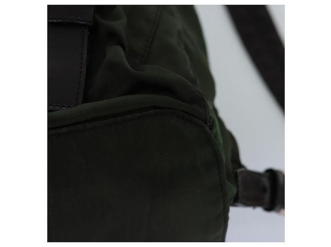 Mochila PRADA Nylon Khaki Dark Brown Auth 75827 Caqui Marrón oscuro - vista 14