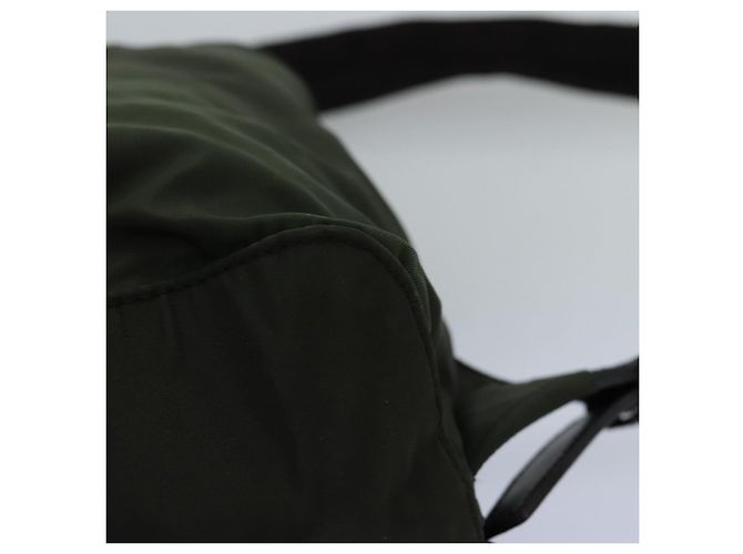 Mochila PRADA Nylon Khaki Dark Brown Auth 75827 Caqui Marrón oscuro - vista 16