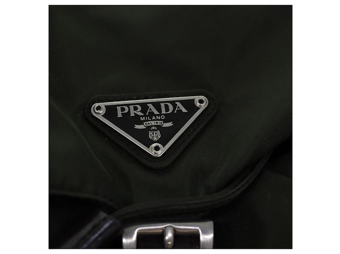 Mochila PRADA Nylon Khaki Dark Brown Auth 75827 Caqui Marrón oscuro - vista 17