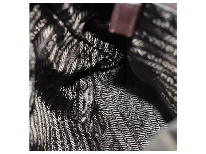 Mochila PRADA Nylon Khaki Dark Brown Auth 75827 Caqui Marrón oscuro - vista 20