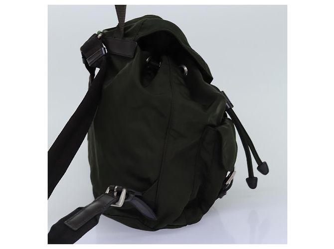 Mochila PRADA Nylon Khaki Dark Brown Auth 75827 Caqui Marrón oscuro - vista 3