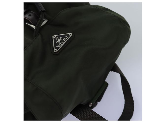 Mochila PRADA Nylon Khaki Dark Brown Auth 75827 Caqui Marrón oscuro - vista 6