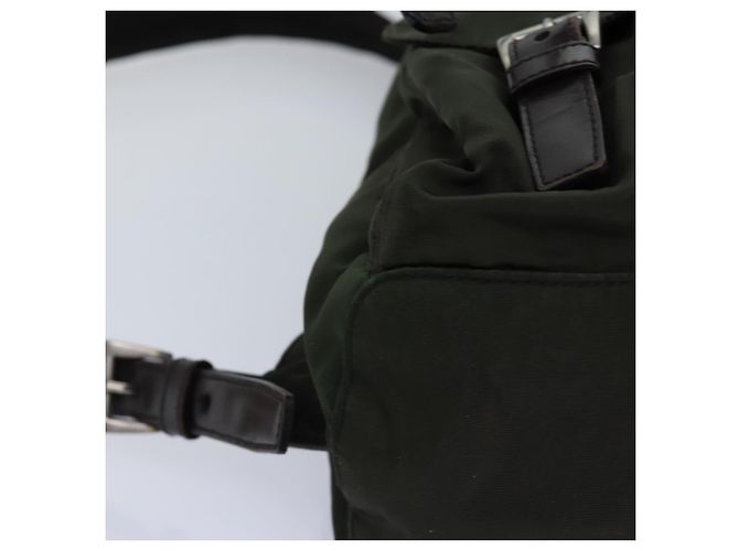Mochila PRADA Nylon Khaki Dark Brown Auth 75827 Caqui Marrón oscuro - vista 9