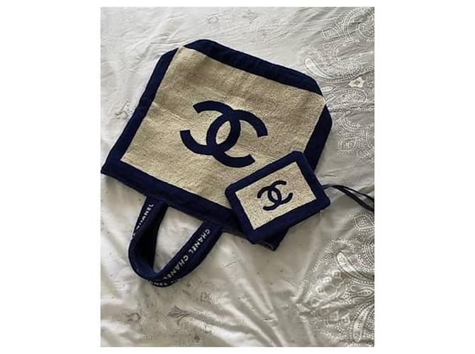 Borsa da spiaggia e asciugamano Chanel Blu navy - vista 3
