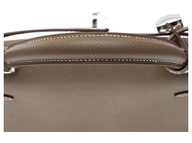 Hermès Hermes Kelly bag 25 in Etoupe Leather - 101957 Taupe - view 10