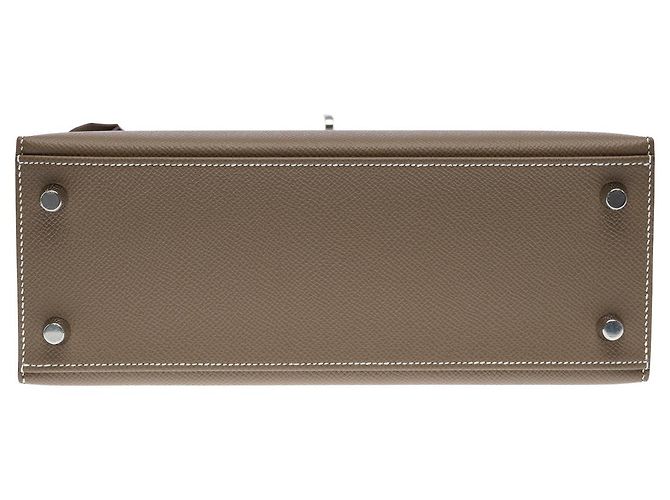 Hermès Hermes Kelly bag 25 in Etoupe Leather - 101957 Taupe - view 11