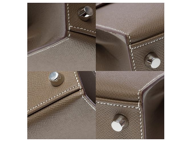 Hermès Hermes Kelly bag 25 in Etoupe Leather - 101957 Taupe - view 12