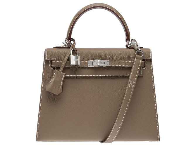 Hermès Hermes Kelly bag 25 in Etoupe Leather - 101957 Taupe - view 3