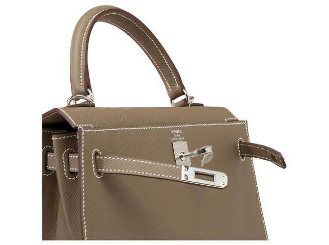 Hermès Hermes Kelly bag 25 in Etoupe Leather - 101957 Taupe - view 7