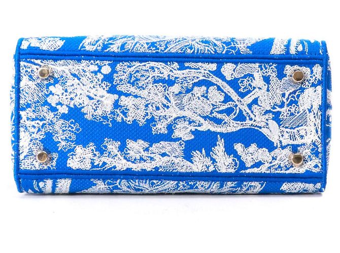 DIOR - Borsa a spalla Lady D-Lite media in toile de jouy blu elettrico - vista 4