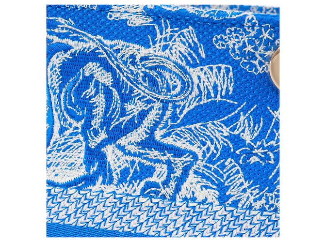 DIOR - Borsa a spalla Lady D-Lite media in toile de jouy blu elettrico - vista 6