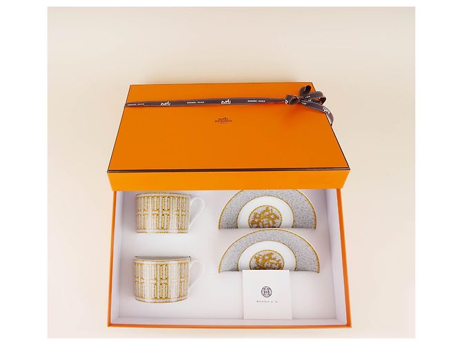Hermès Conjunto de xícara de chá e pires 2 Dourado - vista 4