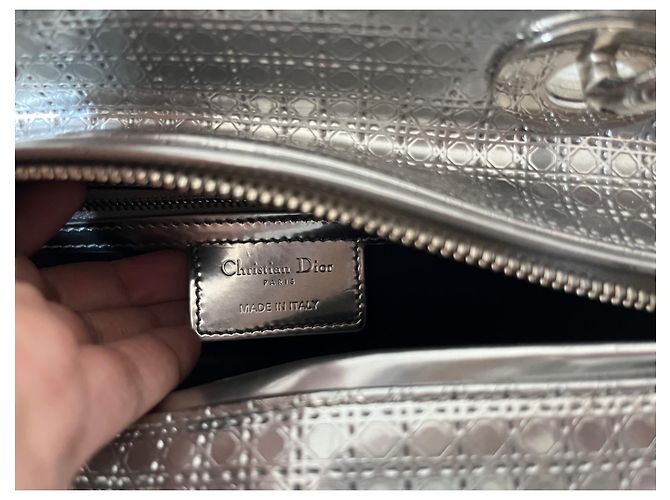 Borsa Lady Dior Argento Cannage in Pelle - view 10