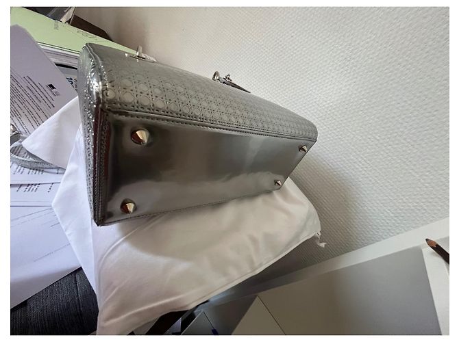 Borsa Lady Dior Argento Cannage in Pelle - view 12