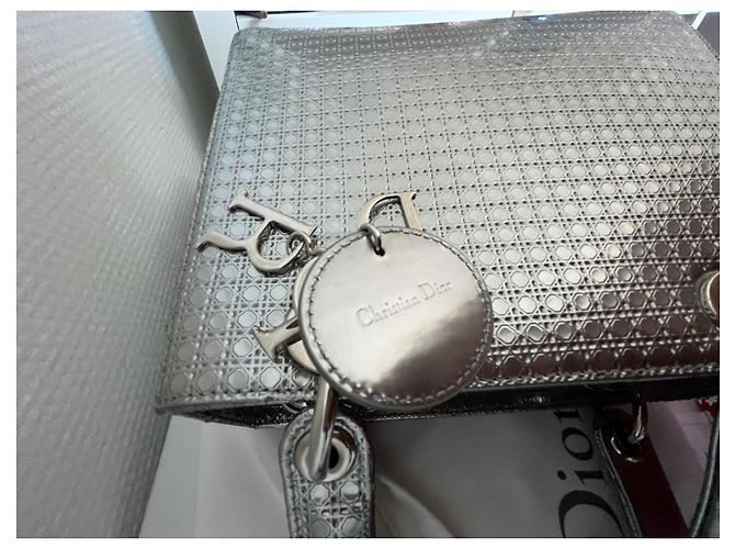 Borsa Lady Dior Argento Cannage in Pelle - view 13