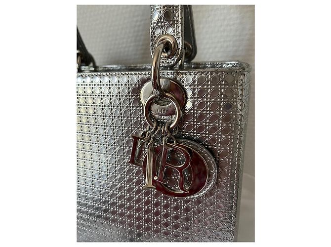 Borsa Lady Dior Argento Cannage in Pelle - view 3